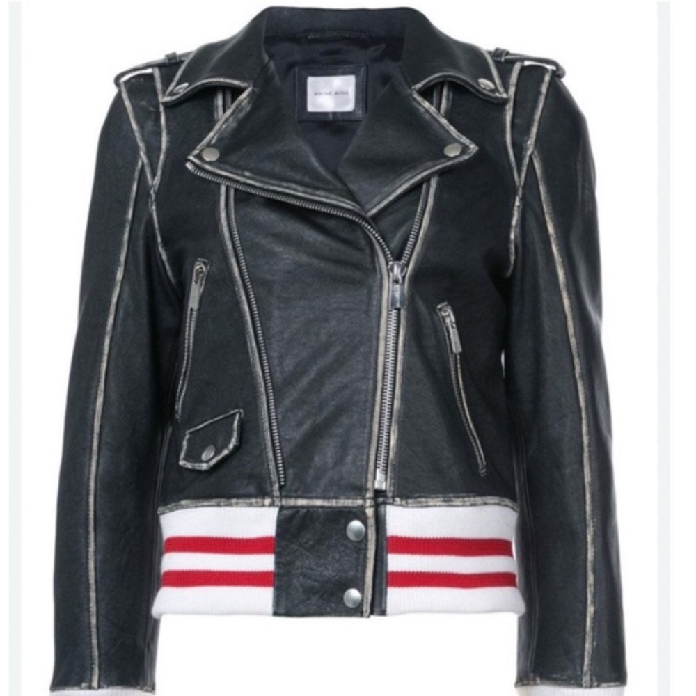 Anine Bing Quinlan Distressed Leather Moto Jacket - Picture 2 of 13